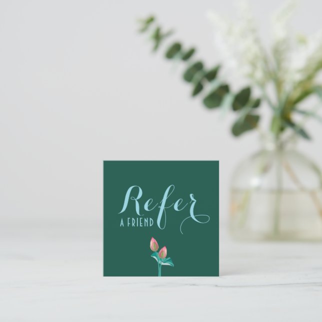 Carte De Référencement Thérapiste de massage à la fleur de Lotus Turquois (Debout devant)