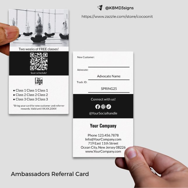 Carte De Référencement Transformer les clients loyaux en avocats Noir & B (Turn Loyal Customers into Advocates Black & White Referral Card)