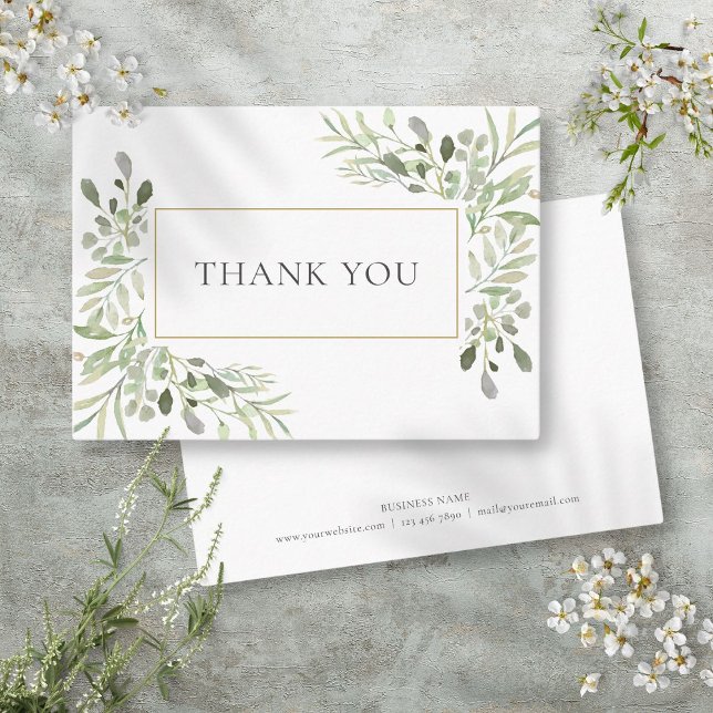 Carte De Référencement Vert moderne Merci Floral d'affaires (Modern Greenery Floral Business Thank You Referral Card)