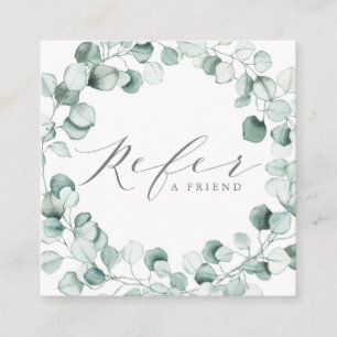 Carte De Référencement Watercolor Dusty Blue Eucalyptus Wreath Business