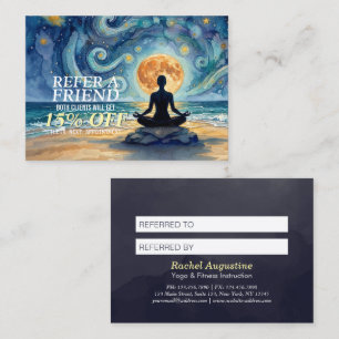 Carte De Référencement Yoga Méditation Ciel Nocturne Étoilé Lune Plage Oc