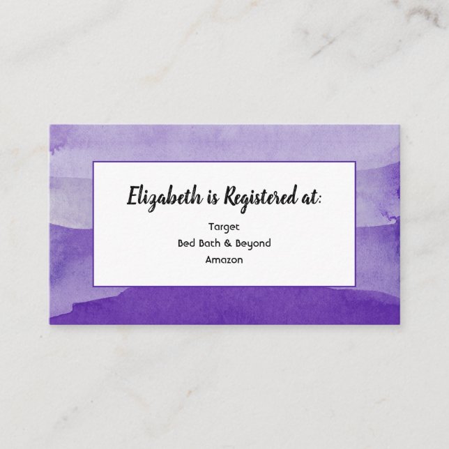 Carte de registre à l'aquarelle violette (Devant)
