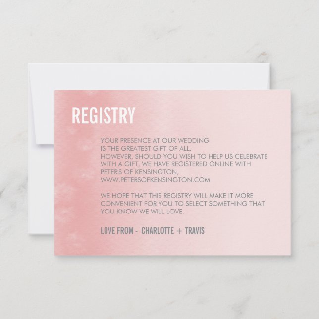 CARTE DE REGISTRE aquarelle ombre rose corail simp (Dos)