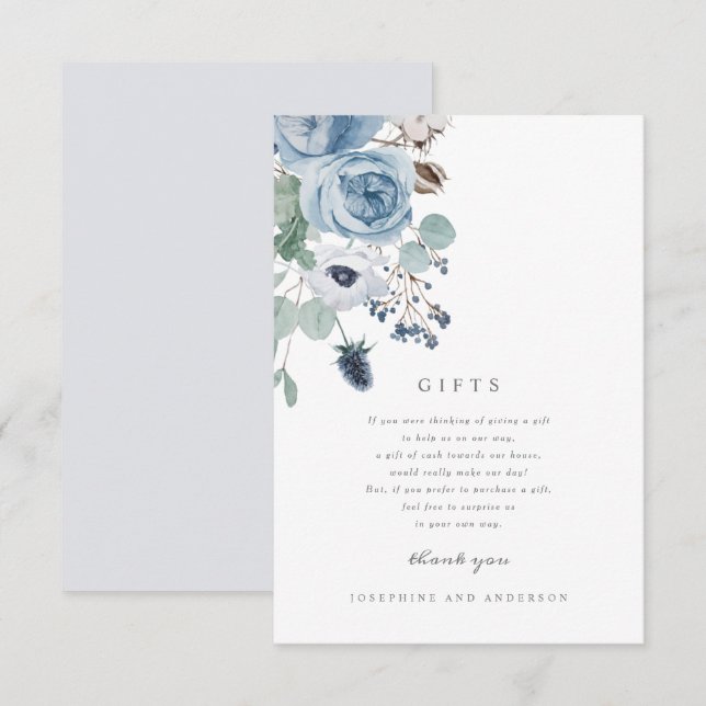 Carte de registre des cadeaux Misty Blues (Devant / Derrière)