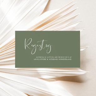 Carte de registre mariage Dark Sage élégant et mod