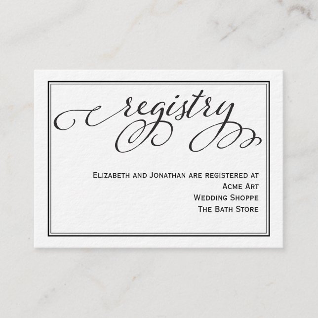 Carte de Registre Mariage de script de calligraphi (Devant)