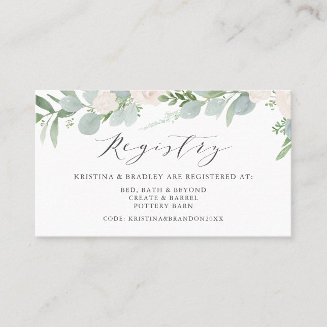 Carte de registre Mariage Eucalyptus et Fleurs bla (Devant)