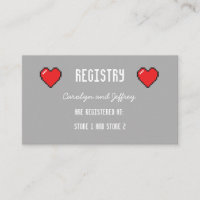 Carte de registre Nerdy 8 bits pour Mariage cardia