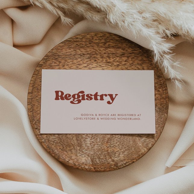 Carte de registre stylé retro mariage rose pêche (Créateur téléchargé)