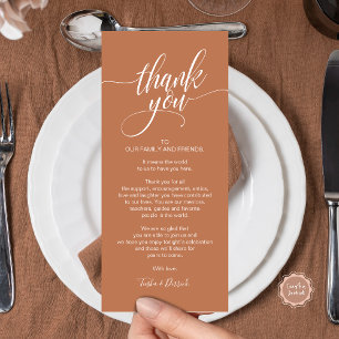 Carte de réglage du Merci du dîner de répétition