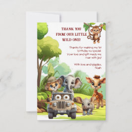 Carte de remerciement 1er anniversaire Safari Wild