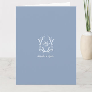Carte de Remerciement à Crête Monogramme Bleu Pous