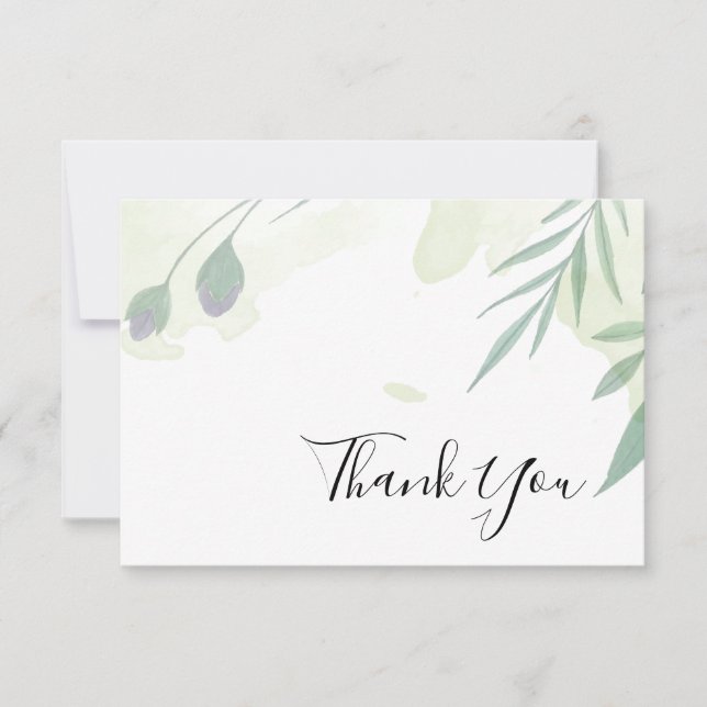 Carte de remerciement à feuilles vertes et dorées (Devant)