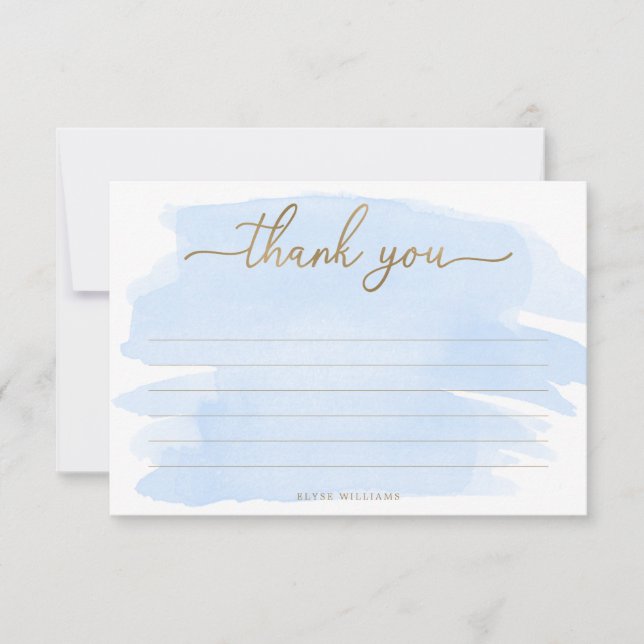 Carte de remerciement à l'aquarelle bleue (Devant)
