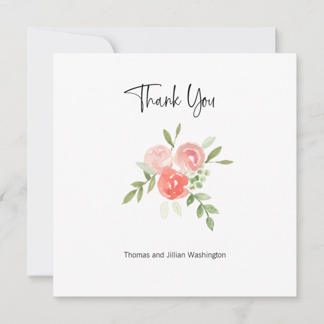 Carte de remerciement à l'aquarelle Fleur Peach Co (Devant)