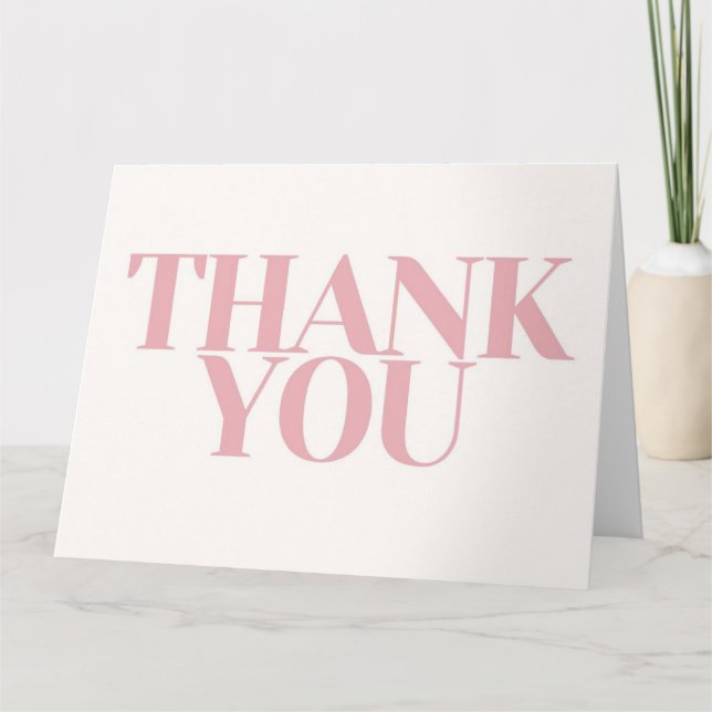 Carte de remerciement à lettre rose (Devant)