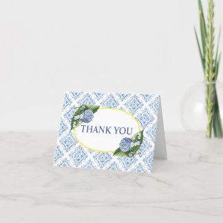 Carte de remerciement à l'hortensia floral bleu