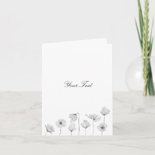 Carte de remerciement à motif floral ligne noire