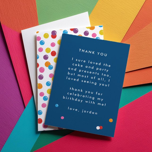 Carte de remerciement à plat pour anniversaire de  (Gumball Retro Candy Birthday Flat Thank You Card)
