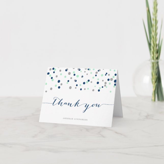 Carte de remerciement à pois confettis vert clair  (Devant)