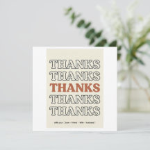 Carte de remerciement à typographie empilée Rétro