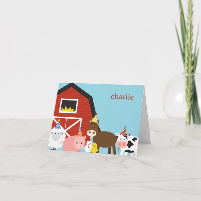 Carte de remerciement Animaux de la ferme (Devant)