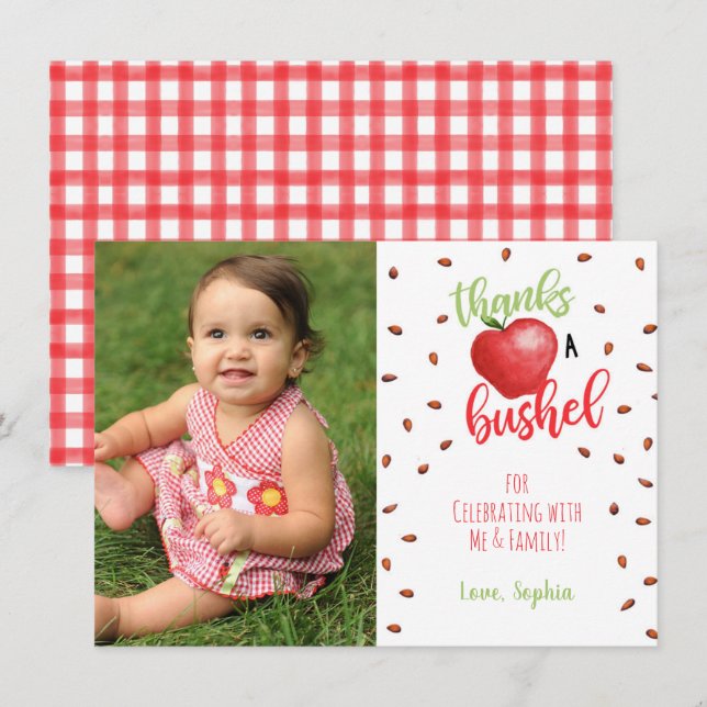 Carte de remerciement Apple avec photo (Devant / Derrière)