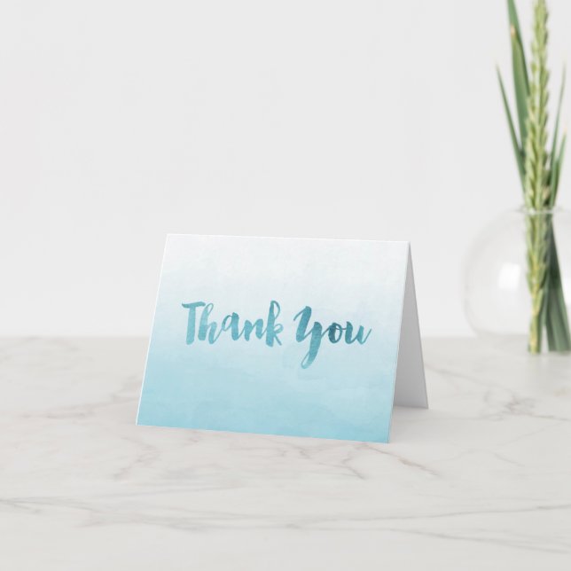 Carte de remerciement aquarelle bleu ombré (Devant)