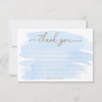 Carte de remerciement aquarelle bleue