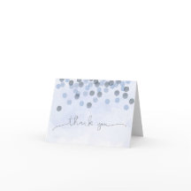 Carte de remerciement aquarelle Confetti Bleu