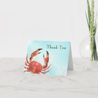 Carte de remerciement aquarelle crustacés crabe