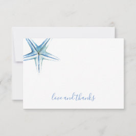 Carte de remerciement aquarelle étoile de mer bleu