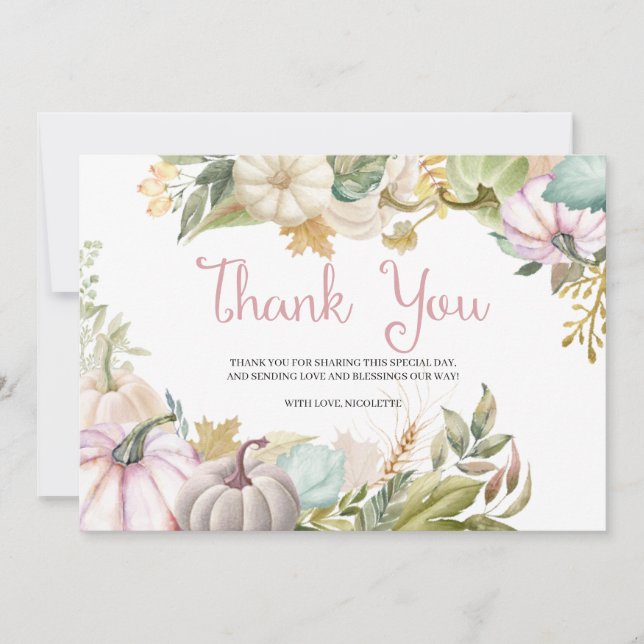 Carte de remerciement automne citrouille (Devant)