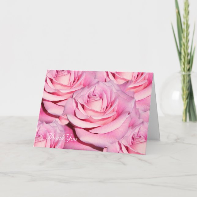 Carte de remerciement aux roses roses (Devant)