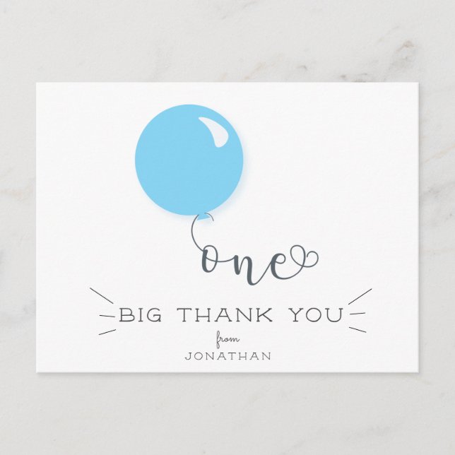 Carte de remerciement avec ballon bleu pour premie (Devant)
