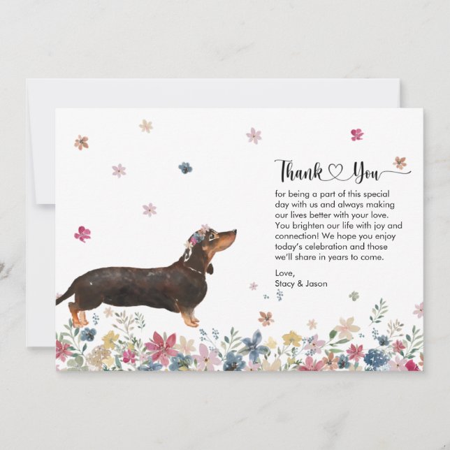 Carte de remerciement avec chien Dachshund (Devant)
