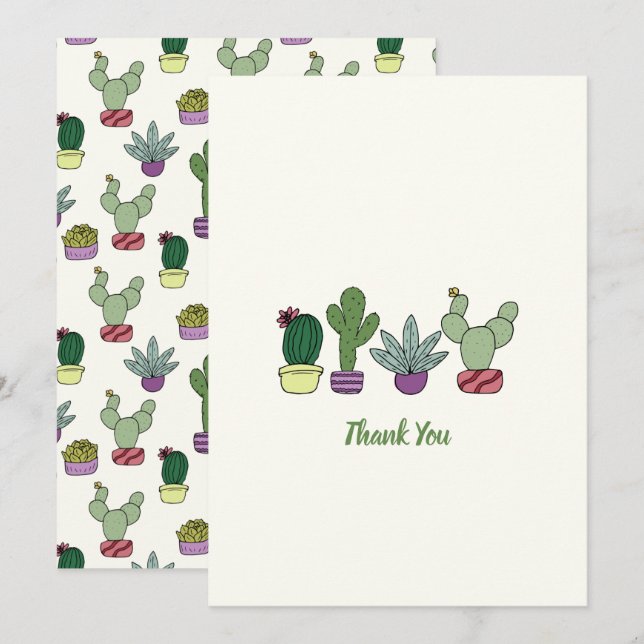 Carte de remerciement avec de jolies plantes de ca (Devant / Derrière)