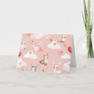 Carte de remerciement avec de mignons animaux et b