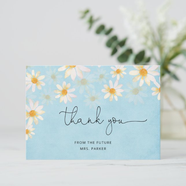 Carte de remerciement avec fleur de marguerite rus (Debout devant)