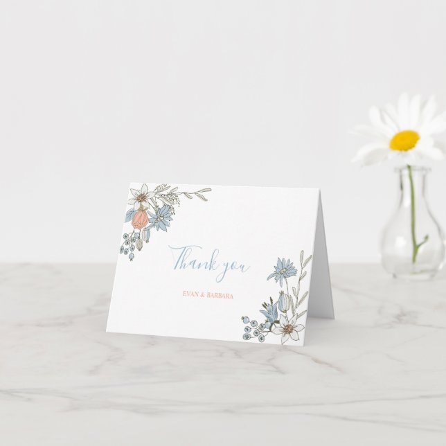 Carte de remerciement avec illustration florale bo (Petite plante)