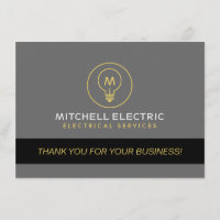 Carte de remerciement avec logo monogramme d'ampou