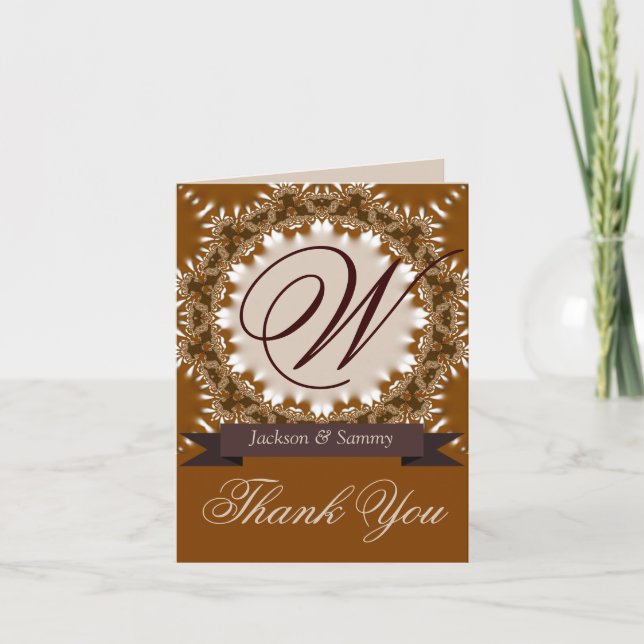 Carte de remerciement avec monogramme en dentelle  (Devant)