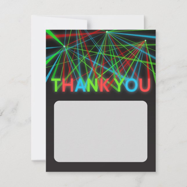 Carte de remerciement avec mots néon faux (Devant)