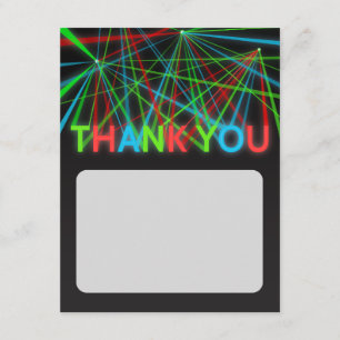 Carte de remerciement avec mots néon faux