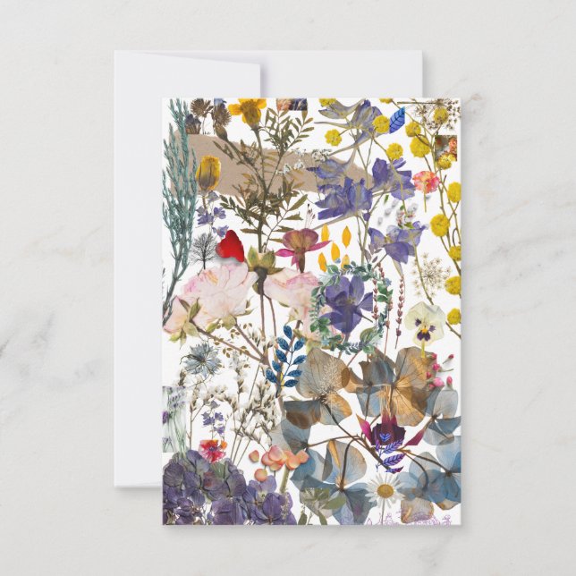 Carte de remerciement avec un collage de fleurs (b (Devant)