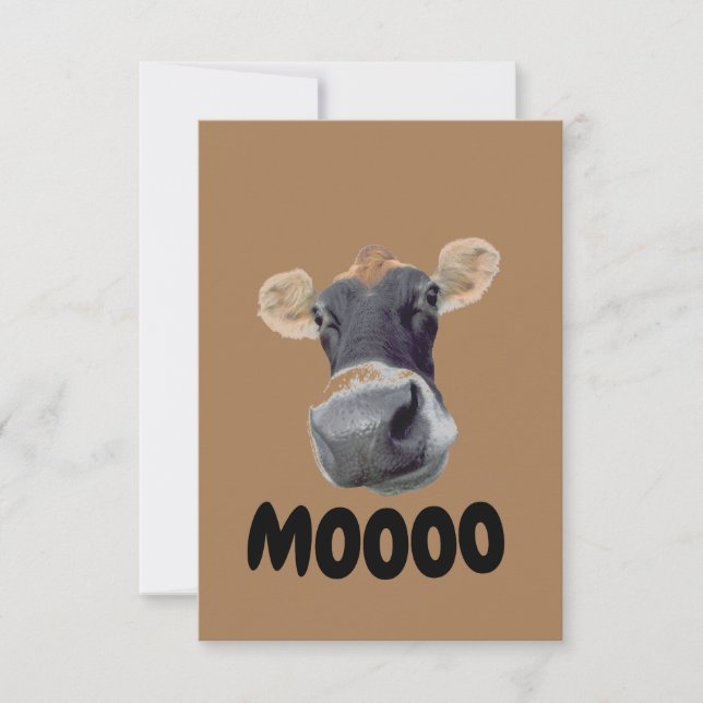 Carte de remerciement avec visage de vache MOOOO (Devant)