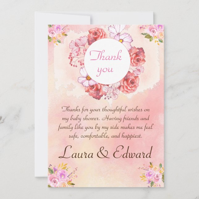 Carte de remerciement baby shower (Devant)