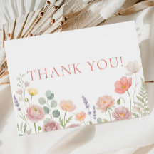 Carte de remerciement Baby Shower Fleurs sauvages