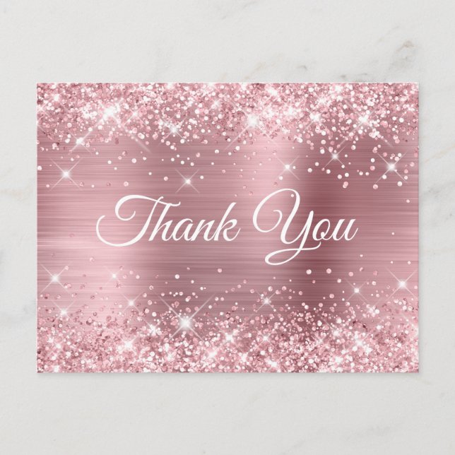 Carte de remerciement Baby Shower Rose Pâle Paille (Devant)