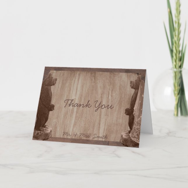 Carte de remerciement Barn Wood Bears Country (Devant)